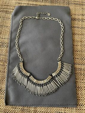 Stella & Dot Twilight Fringe Statement Silver Bib Necklace - Women Jewelry